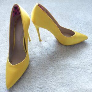 ALDO bright yellow satin pumps